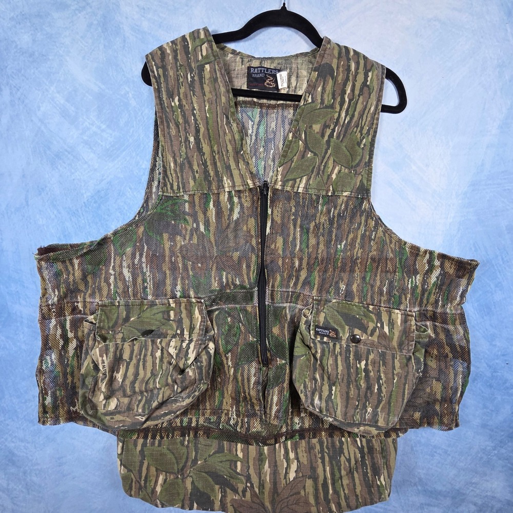 Vintage Rattlers Brand Camo Turkey Hunting Vest Mesh Game Bag Made in USA XL